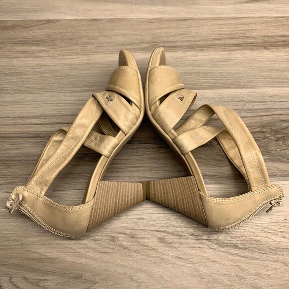 Nero Giardini Block Heels Strappy Beige Back Zip Women’s Shoes Size EU 38 US 7.5 - Picture 2 of 12